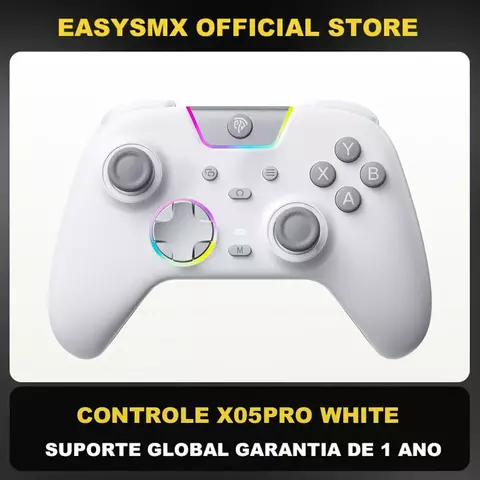 EasySMX X05 Pro Controle de jogo sem fio RGB compatível com PC/Switch/Celular/TV/Steam, efeito Hall, motores Dual Rumble