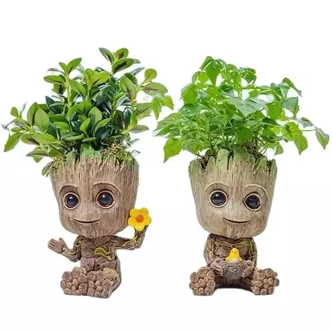 Decoração para casa artesanato modelo em miniatura escritório desktop exibição dos desenhos animados groot estatuetas artesanato decoração árvore homem ornamento 5cm
