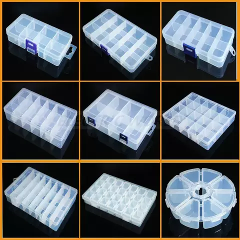 Caixa de plástico transparente com compartimento de parafuso, caixa de exibição de joias, brincos, recipiente, terminal transparente, organizador, caixas de armazenamento de ferramentas