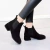 Botas de tornozelo em camelo feminino, slip-on, redondo, 3,5 cm, salto quadrado, sólido, casual, preto, botas, tamanho 35-43, outono, inverno