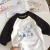 T-shirt de manga comprida para menino e menina, top de algodão puro, design cartoon, novo outono e inverno - Wolf Games