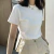 Camiseta casual de manga curta feminina, 100% algodão puro, elástica, slim fit, gola redonda, camisa inferior, moda verão na internet