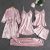 Conjunto de pijama feminino, roupão de seda, roupa de dormir, cami com decote em v, pijamas, pijamas, camisola primavera, 5 peças - Wolf Games