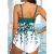 Mulheres Azul Floral Impresso Bikini Set, Tankini Maiô, Swimwear, Beachwear, 2 Pcs, S-6XL - loja online