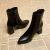 Botas femininas finas e finas estilo britânico, dedo apontado, zíper lateral, preto, nu, novo, primavera e outono, 2024 na internet