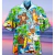 Flamingo desenho animado 3D dos homens camisa havaiana, roupas de praia extragrandes, manga curta, moda, verão, venda quente na internet
