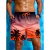 Homens com estampa palmeira com cordão cintura calções de bordo, moda sunga respirável streetwear curto, estampa 3D, férias de verão