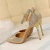 Mulheres Sexy 10cm Sandálias De Salto Alto Do Casamento Glitter Saltos De Noiva Champanhe Bombas De Ouro Fetiche Stiletto Crystal Glitter Strap Shoes na internet