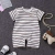 Bodysuit de manga curta recém-nascido macacão de bebê, roupas de verão, meninas infantis, macacões infantis, crianças, listras, algodão, 1 pc, 0-2 anos - loja online