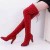 Botas femininas acima do joelho, tecidos elásticas, salto alto, sapatos de deslizamento, dedo apontado, longo, tamanho 34-43, inverno na internet