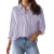 Blusa de manga longa feminina, camisa listrada rosa, estampa clássica, botão, casual, sem bolsos, camisa básica diária, tops de outono e inverno, 2021 na internet