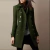 Casaco de lã solto de manga comprida feminino, jaqueta gola virada para baixo, streetwear preto, moda outono e inverno