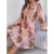 Vestido de Natal para as mulheres, manga longa, solto, elástico, estampa de flores, plissado, gola redonda, mini, novo, outono, 2022 - loja online