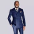 Fato formal listrado azul masculino, smoking de casamento casual, lapela de pico, blazer de peito duplo com calça, business, nova chegada, 2 PCs - loja online