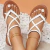 Sandálias planas casuais femininas, tanga elegante, pé trançado, elástico, sapatos de praia romanos, tamanho grande, novo estilo - comprar online