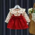 Outono novas meninas recém-nascidas vestido de manga longa dos desenhos animados fragmentado flor lapela bebê vestido de princesa flor cinta vestido - loja online