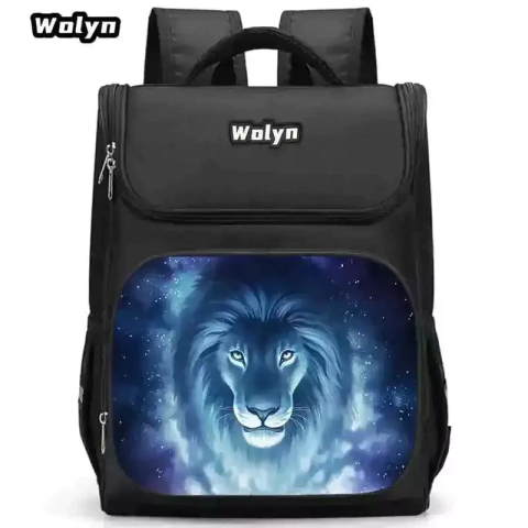 Mochila escolar com estampa de leão de desenho animado para primário de 1 a 4 anos, mochilas escolares grandes de anime para meninos e meninas, mochila infantil durável