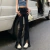 Fenda Lateral Micro Flared Jeans, Jeans de Cintura Alta, Calças Franjas Emagrecedoras, Cor Café, Fundo de Sino, Marrom, Novo, Primavera, Outono, 2022 na internet