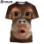 T-shirt de macaco divertido estampada em 3D para homens e mulheres, blusa de manga curta, camisa animal, lazer, verão, moda nova, 2022 - Wolf Games