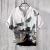 Camiseta casual de manga curta estampada masculina, camisa Henry estilo japonês na internet