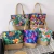 Bolsa de lona dobrável para mulheres, impressão de flores, grafite, bolsa de ombro, casual, tamanho grande, moda feminina