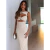 Vestidos compridos ocos femininos, elegante com decote V, decoração com concha, sem mangas, vestido fino feminino, vestidos de senhora de festa do clube, monocromático, verão, 2024 - comprar online