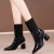 Botas femininas de salto alto, sapatos femininos, salto grosso, tecido elástico, zíper, moda feminina, inverno, novo, 2023