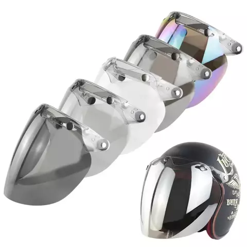Viseira universal com 3 encaixes para proteção de bolhas para rosto aberto, acessórios para capacete de motocicleta resistente a