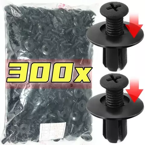 300/50 pçs 8mm fixadores de plástico parafusos universal pára-choques do carro rebites pretos fixador do carro push pin clipes acessórios automóveis
