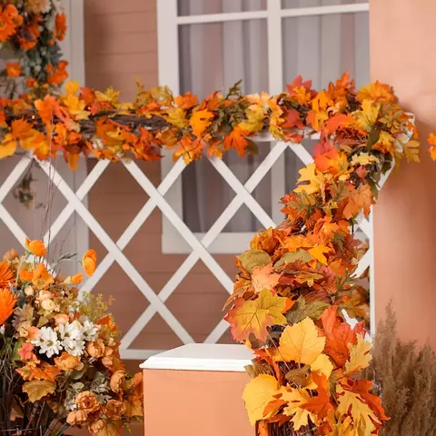 100cm outono artificial folha de bordo grinalda folha falsa planta videira decoração para casa jardim dia das bruxas ação de graças portas de parede decoração das janelas