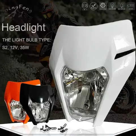 Farol da motocicleta cabeça lâmpada para ktm exc excf sxf sx xc xcw xcfw 125-530 universal farol sujeira pit bike supermoto