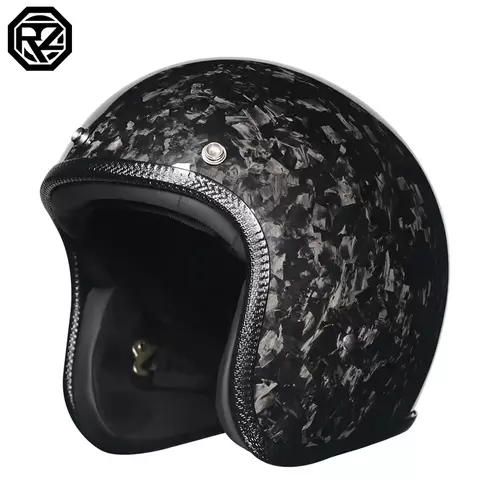 Orz mais recente fibra de carbono retro capacete da motocicleta 3/4 rosto aberto capacete vintage masculino e feminino quatro estações meio capacete