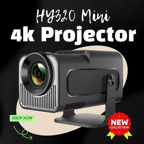 Woopker HY320 Mini Projetor Android 11 4K 720P 300ANSI Wifi6 BT5.0 Foco ultracurto 180 ° Projetor giratório para cinema em casa