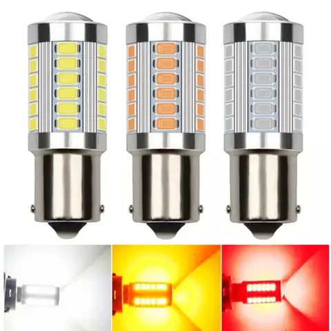 2 pçs py21w p21/5w 1156 ba15s 1157 bay15d para lâmpadas led do carro luz de sinal volta 12v 33smd 7000k branco freio reverso lâmpadas estacionamento