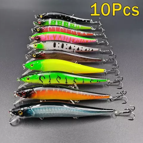 Isca de pesca 11.5cm/14g balanço biônico artificial isca dura enfrentar 3d olhos gancho wobbler pesca da carpa para baixo pique 5/10 pçs