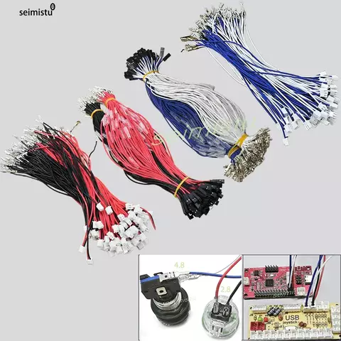 Cabo dupont h2.54 de 2 pinos, conector de cabo 4.8mm/2.8mm para arco zero atraso, placa usb, joystick happ, botão de pressão sanwa, 20 peças