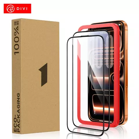 DIVI 2 PCS Protetor de Tela Para iPhone 17 16 15 Pro Max Vidro Temperado Para Corning HD Protetores de Tela Filme