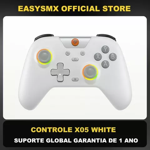 EasySMX X05 Controle PC Sem Fio Gamepad Bluetooth Controlador de Jogos Compatível com PC/Celular/Switch/ Steam Gamer, Luz RGB, Efeito Hall