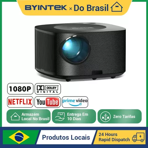 BYINTEK X30 Full HD 1080P Projetor licenciado Sistema de TV Netflix Auto-foco Dolby Smart WIFI LCD LED Vídeo Projetor de home theater