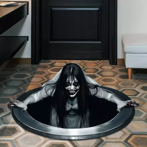 Halloween parede piso adesivos horror assustador terror cabelo longo fantasma menina janela adesivo quarto sala de estar festa decoração casa adereços