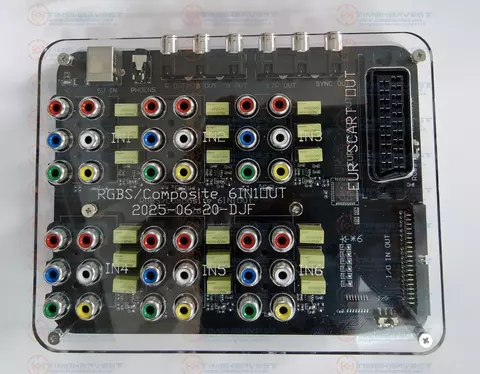 6 em 1 out switcher rgbs automático 6 entrada 1 saída distribuidor conversor dispositivo de placa de comutação com rgbs e saída de vídeo composto
