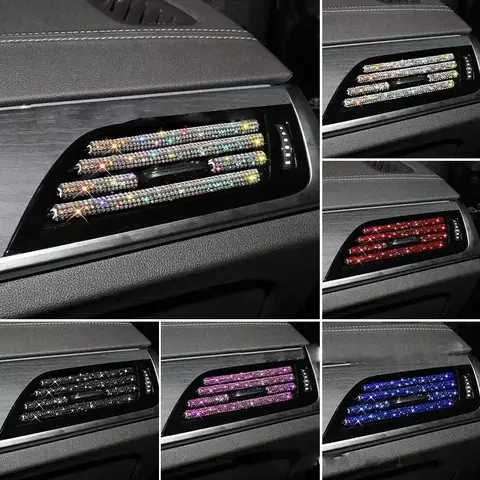 Tiras decorativas de saída de ar condicionado de carro diamante universal em forma de u clipe strass grade adesivo acessórios interiores automóveis