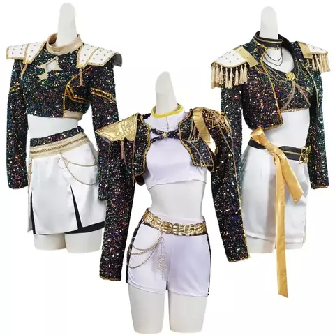 Crianças meninas kpop caçadores de demônios rumi zoey mira cosplay fantasia traje disfarce para criança roleplay outfits halloween carnaval terno