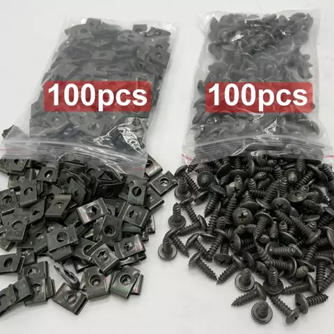 Parafusos auto-roscantes, clipe de fixação de metal para carro, motocicleta, tipo u, clipe com parafuso, proteção antiferrugem, kit de folha de ferro