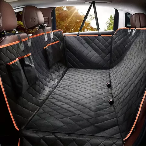 Novo 1pc capa de assento de carro para cães adequado para assentos traseiros, protetor de assento à prova d'água, almofada de carro para animais de estimação resistente a arranhões, preto laranja