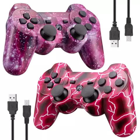 2 pacote ps3 controlador sem fio playstation 3 controlador sem fio bluetooth gamepad com cabo carregador usb para console p3