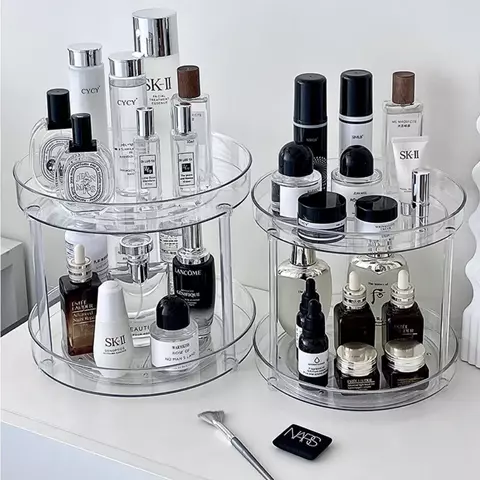 360 ° Rack giratório para cosméticos, prateleira para banheiro, grande capacidade, perfume, aromaterapia, cuidados com a pele, organizador de armazenamento de produtos