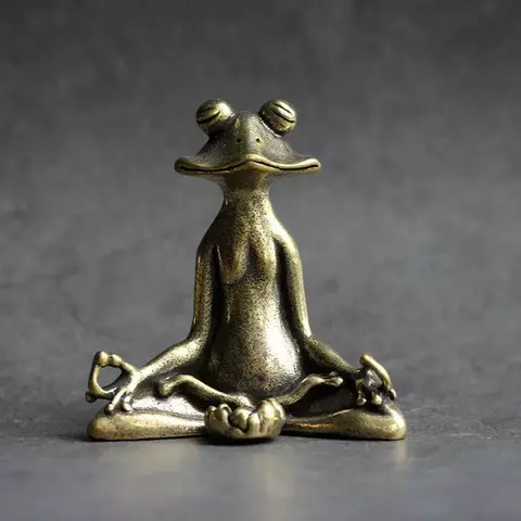Antigo bronze meditação zen sapo estátua ornamento cobre escultura animal queimador de incenso casa decorações mesa chá animal estimação
