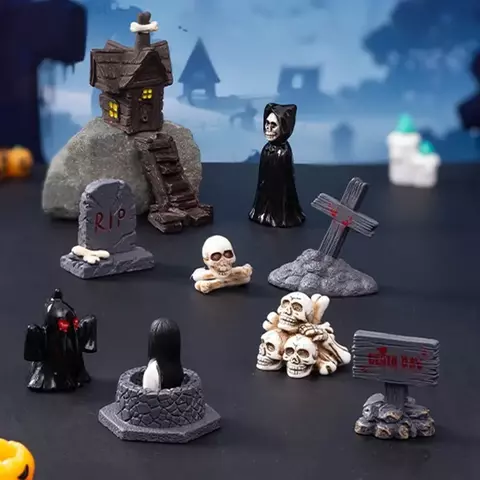 2026 figuras em miniatura de halloween crânio ornamento de mesa acessórios interiores do carro dia dos mortos decoração de escritório em casa presente