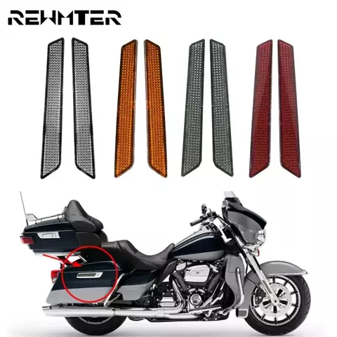 Motocicleta ABS Refletores Adesivos, Tampa de trava de saco de sela, Harley Touring Street, Electra Glide, Road King, FLT, FLHT, 14-23, 2pcs